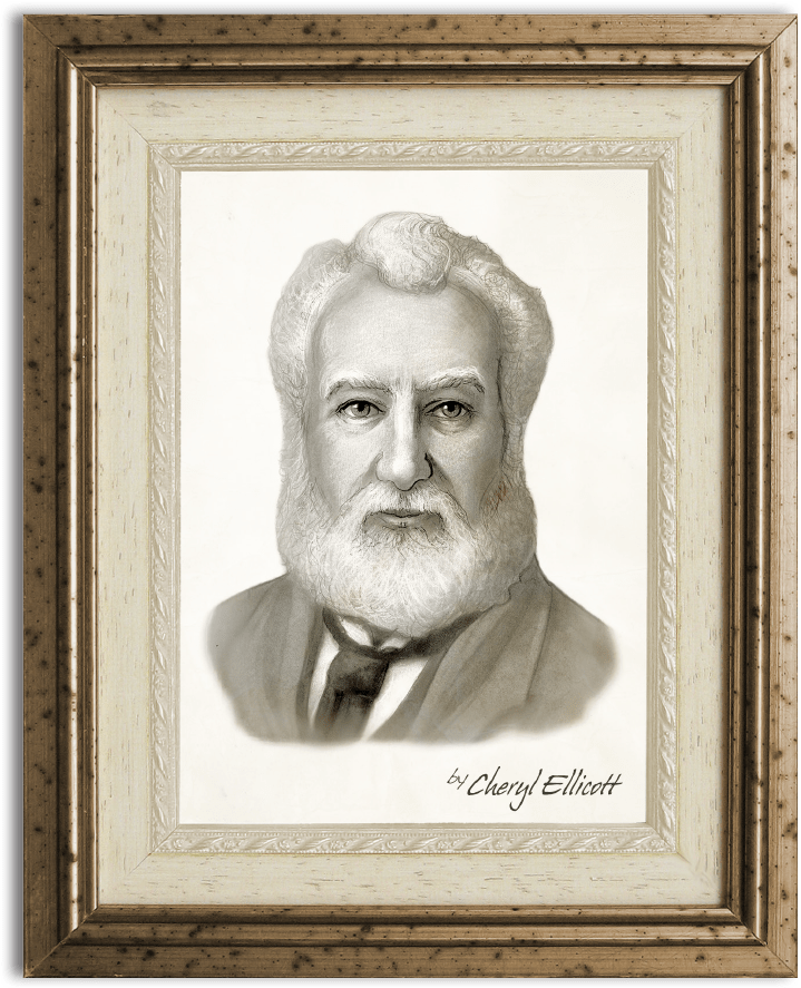 Alexander Graham Bell framed portrait by Cheryl Ellicott
