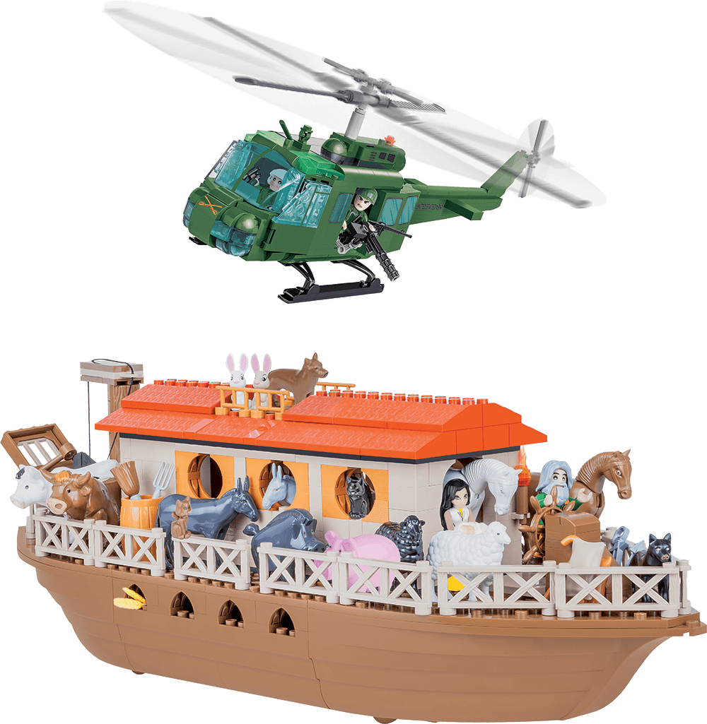Air Calvary HUEY helicopter and Noah's Ark building set