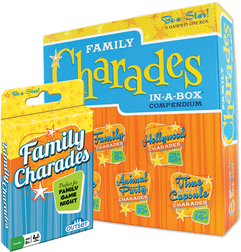 The Family Charades Card Game and Family Charades in a Box Game Set