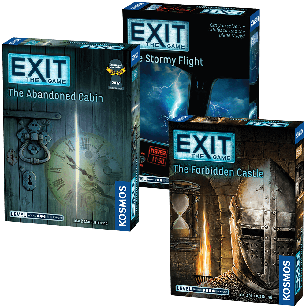 The Exit Game: The Abondoned Cabin, Stormy Flights, and The Forbidden Castle games