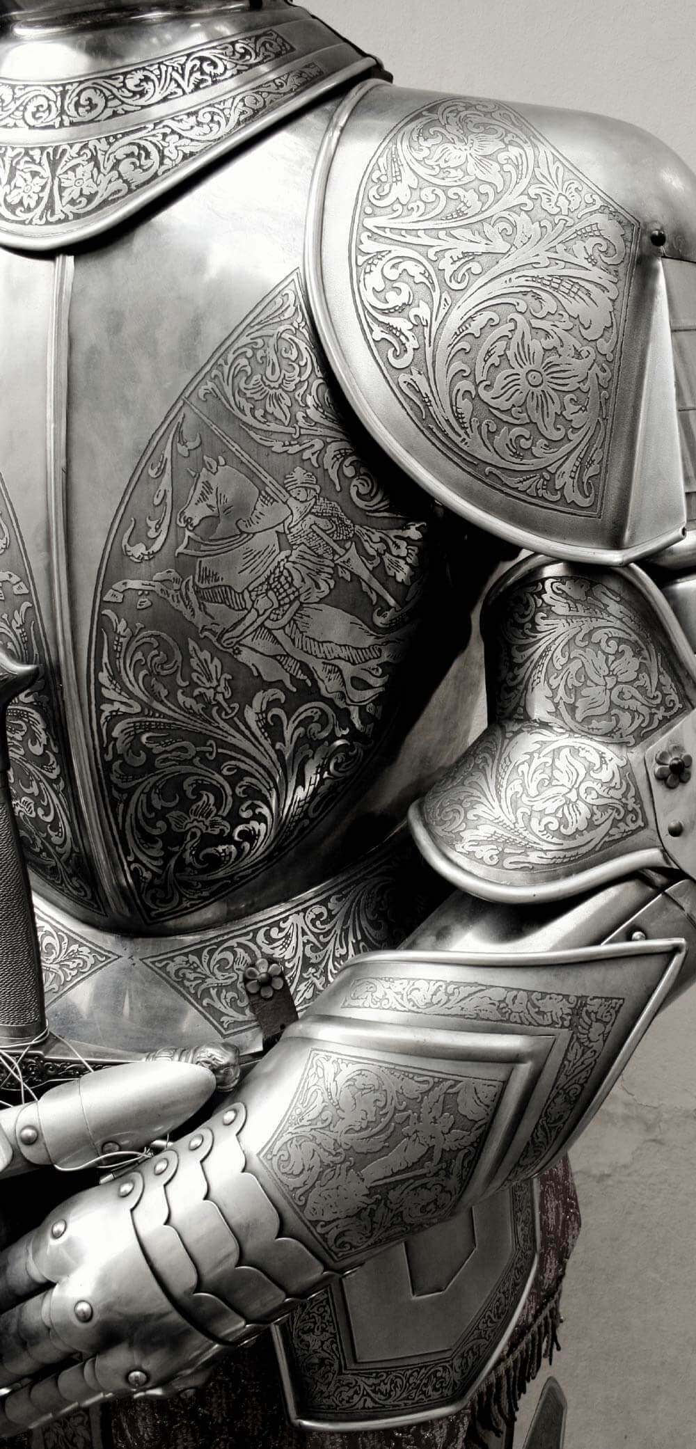 Closeup of knights armor