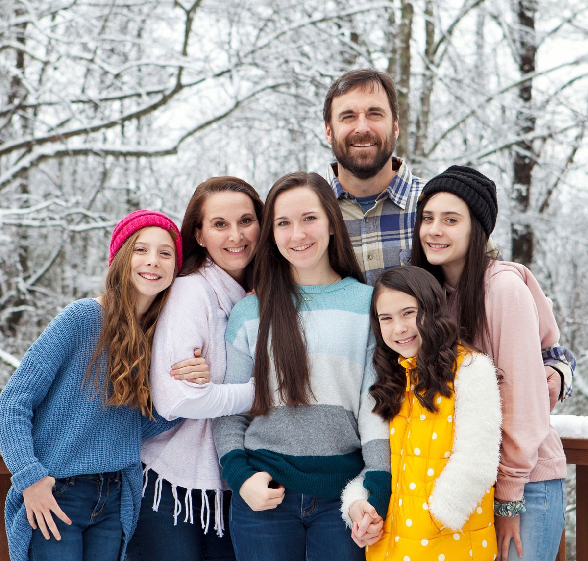 Staci Butt and her family in the snow