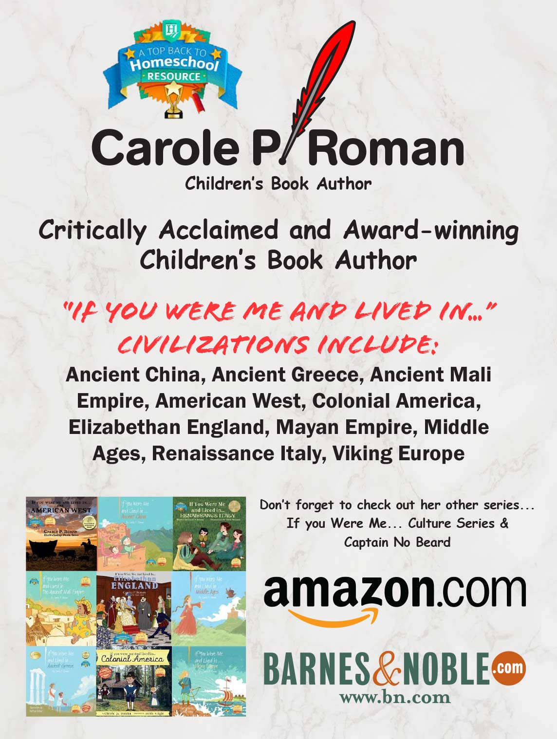 Carole P. Roman, Children's Book Author Advertisement