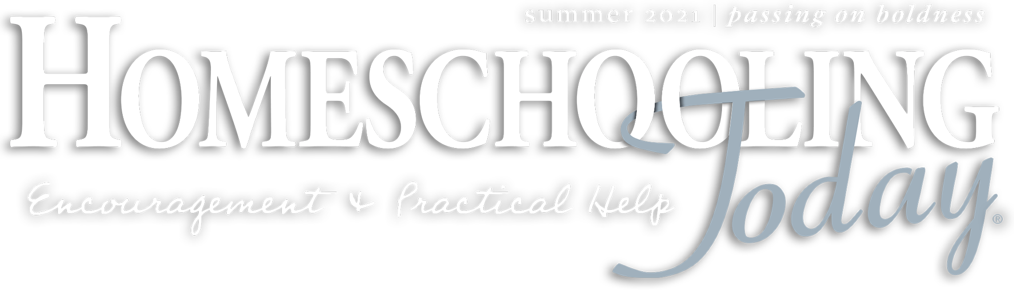 Homeschooling Today Summer 2021 cover logo in white and brown