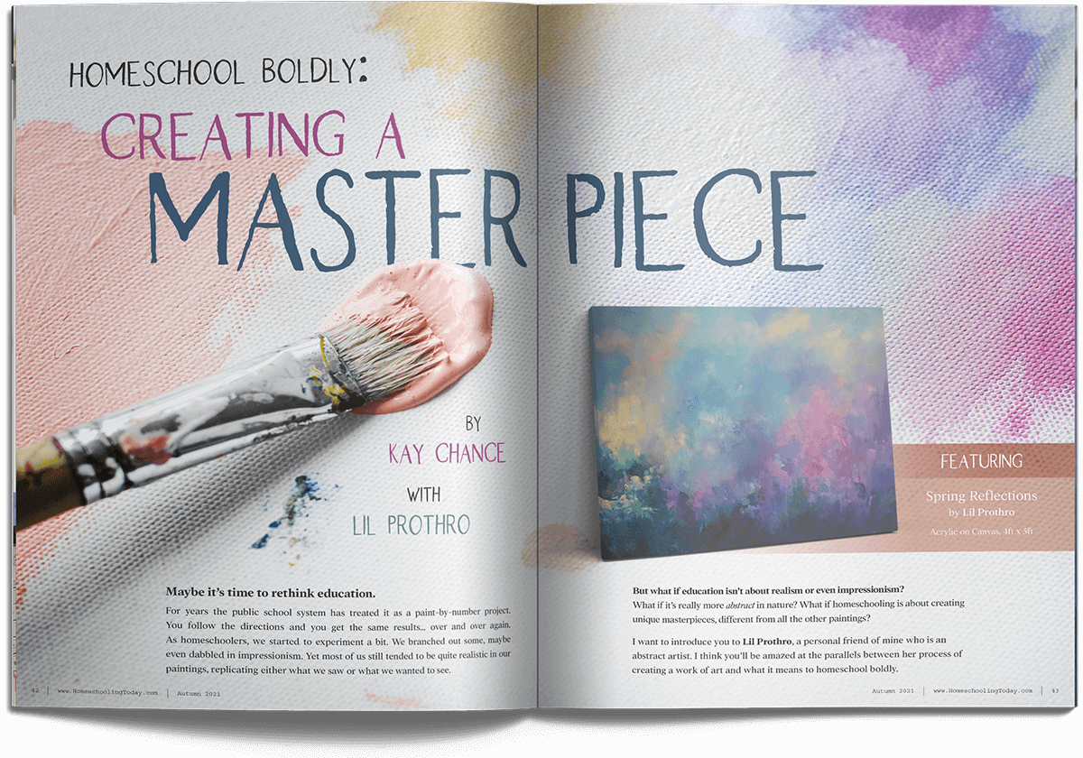 Homeschool Boldly: Creating a Masterpiece cover on a magazine