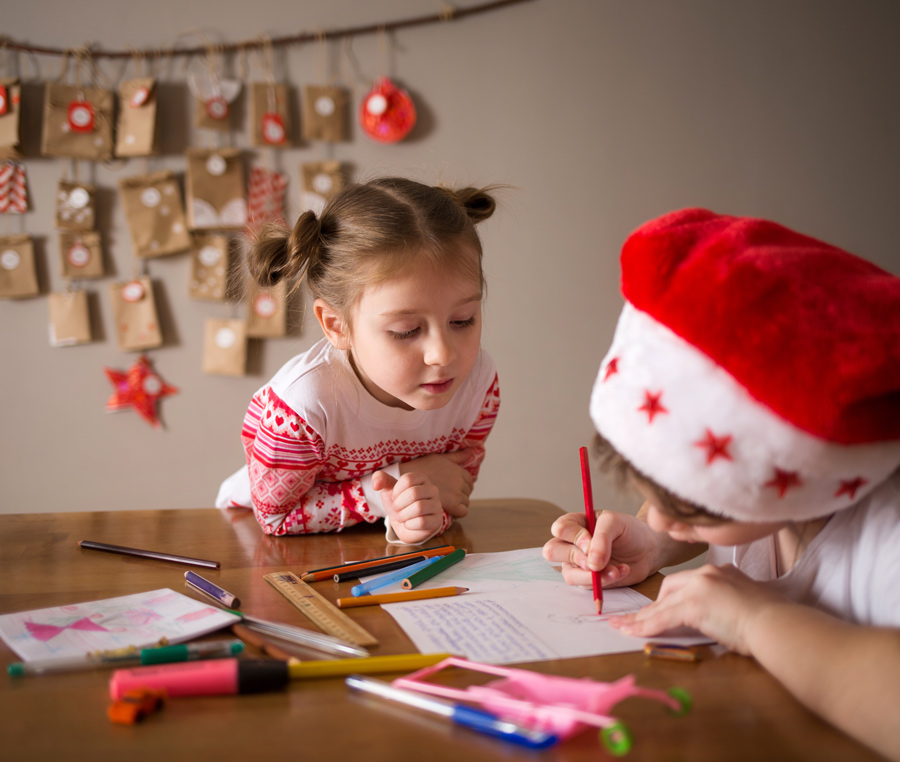 kids writing their letters to Santa