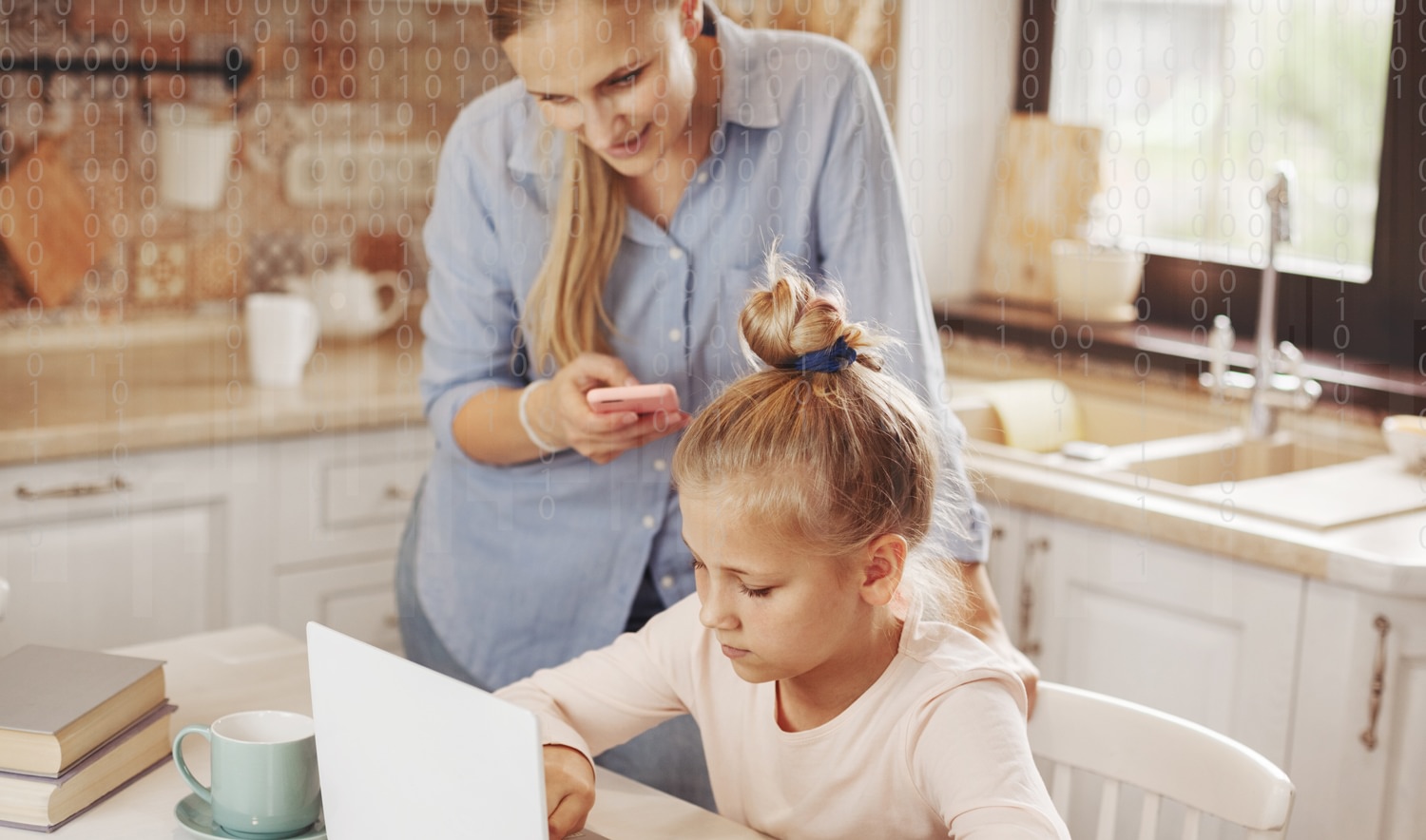 Parent looking over child's internet usage