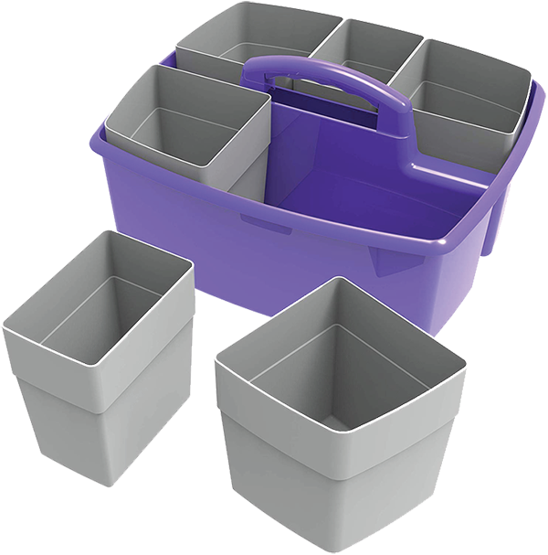 Gray and purple storage tote