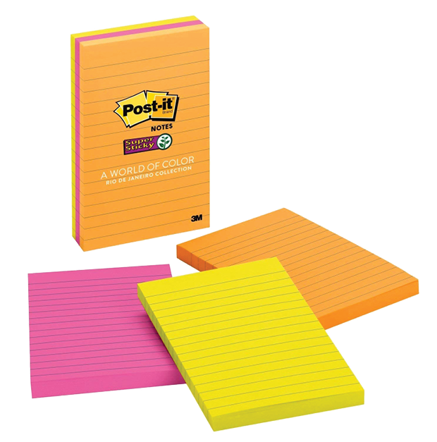 Orange, pink and yellow post it notes