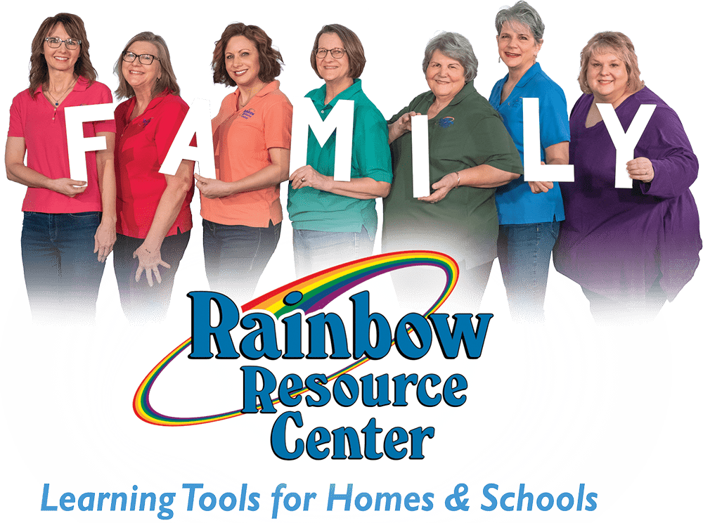 Rainbow Resource Center logo with women holding letters that spell Family