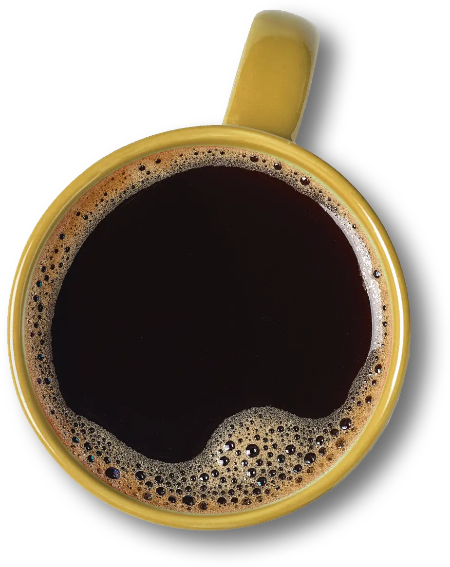 Cup of black coffee in yellow mug