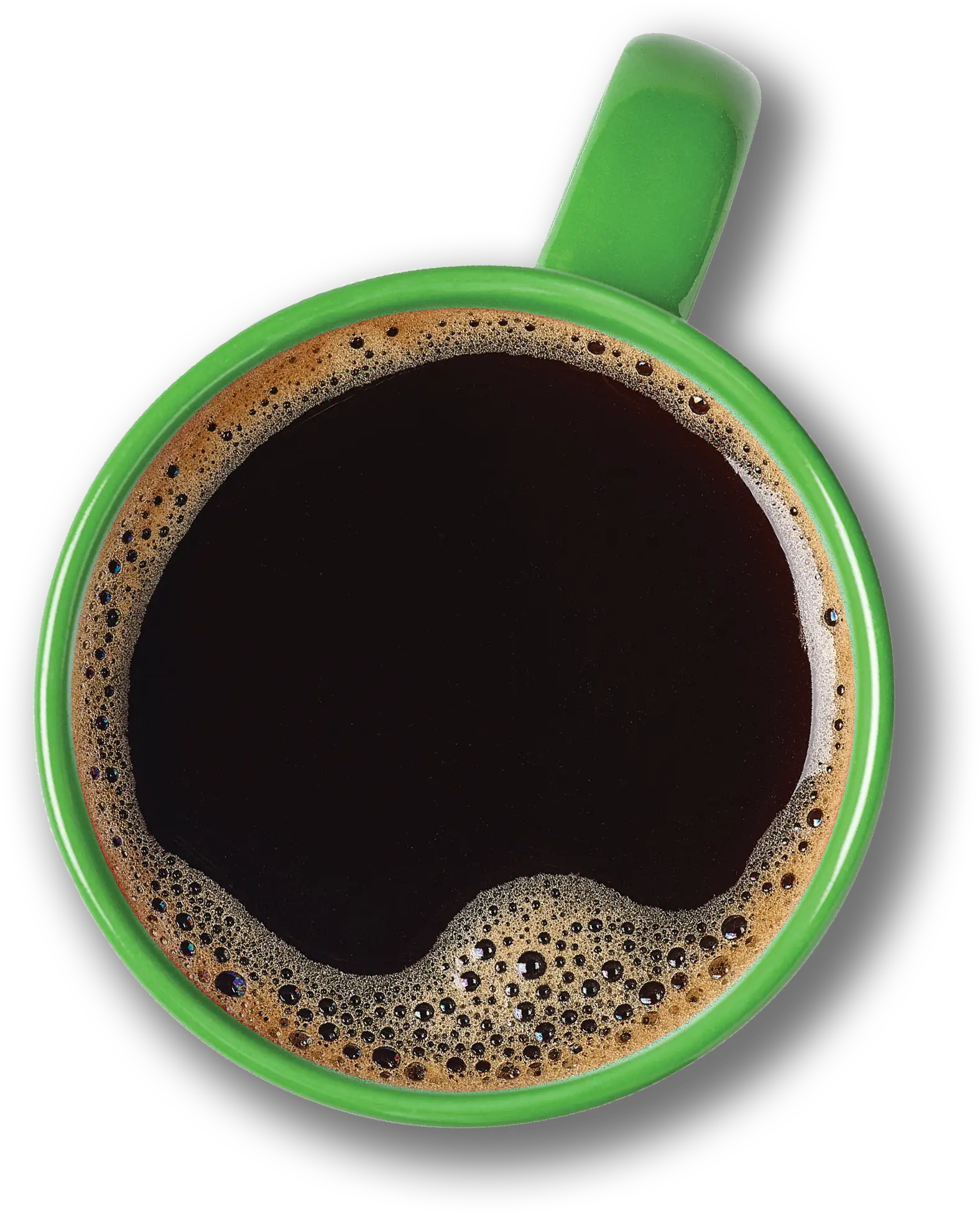 Cup of black coffee in green mug