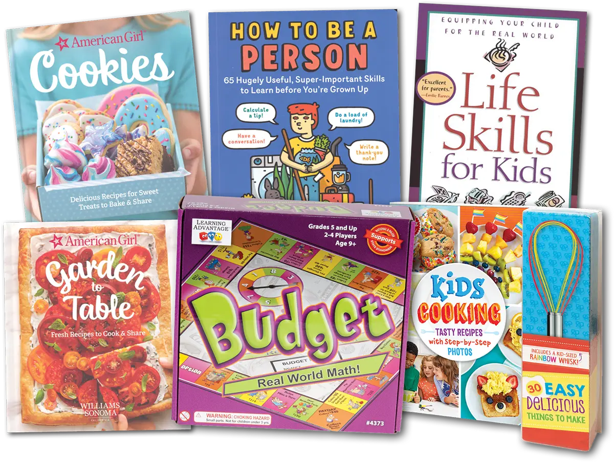 Cookbooks and books on life skills for kids