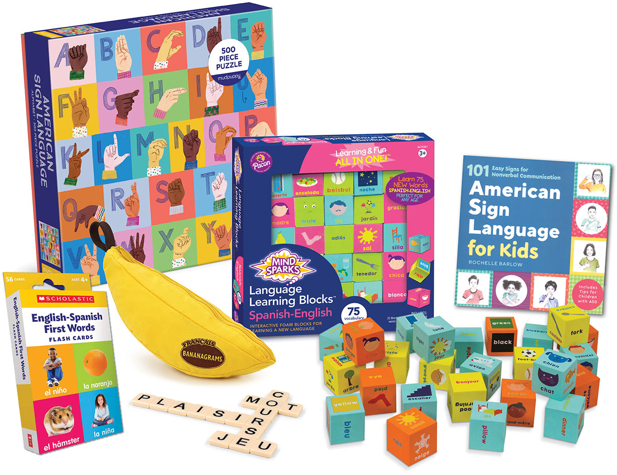 Various language learning games and puzzles