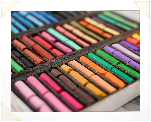 pastels in a box