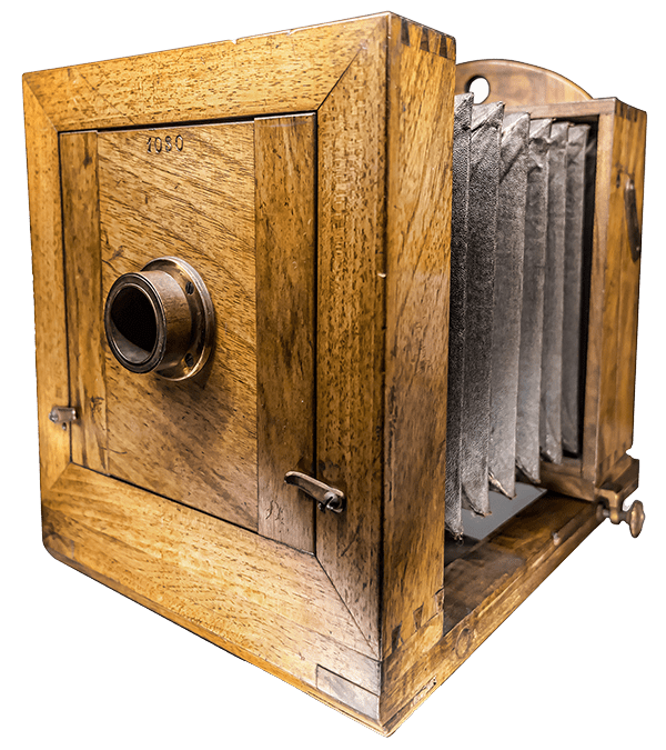 Old fashioned wooden camera