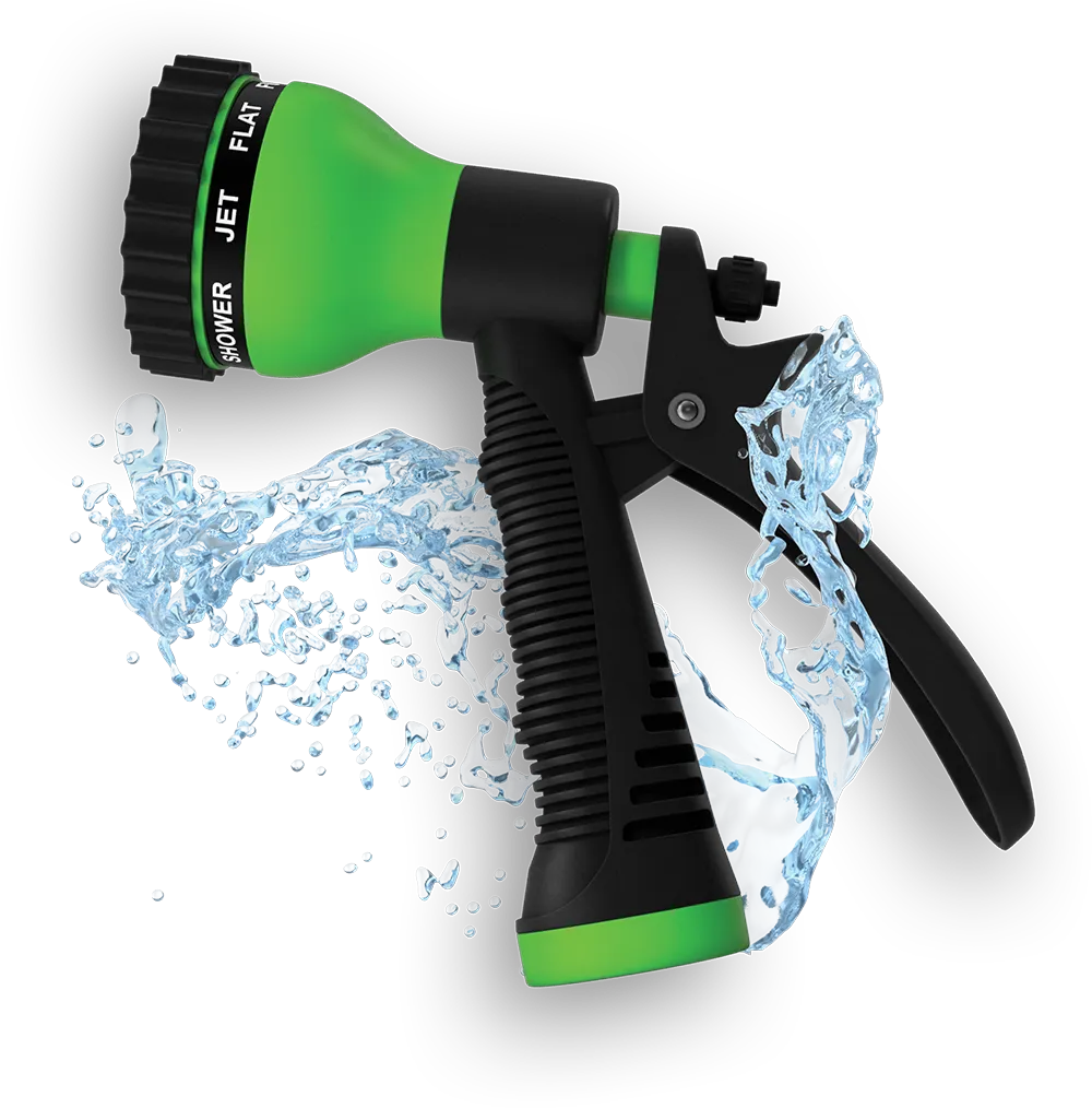 hose nozzle being splashed with water