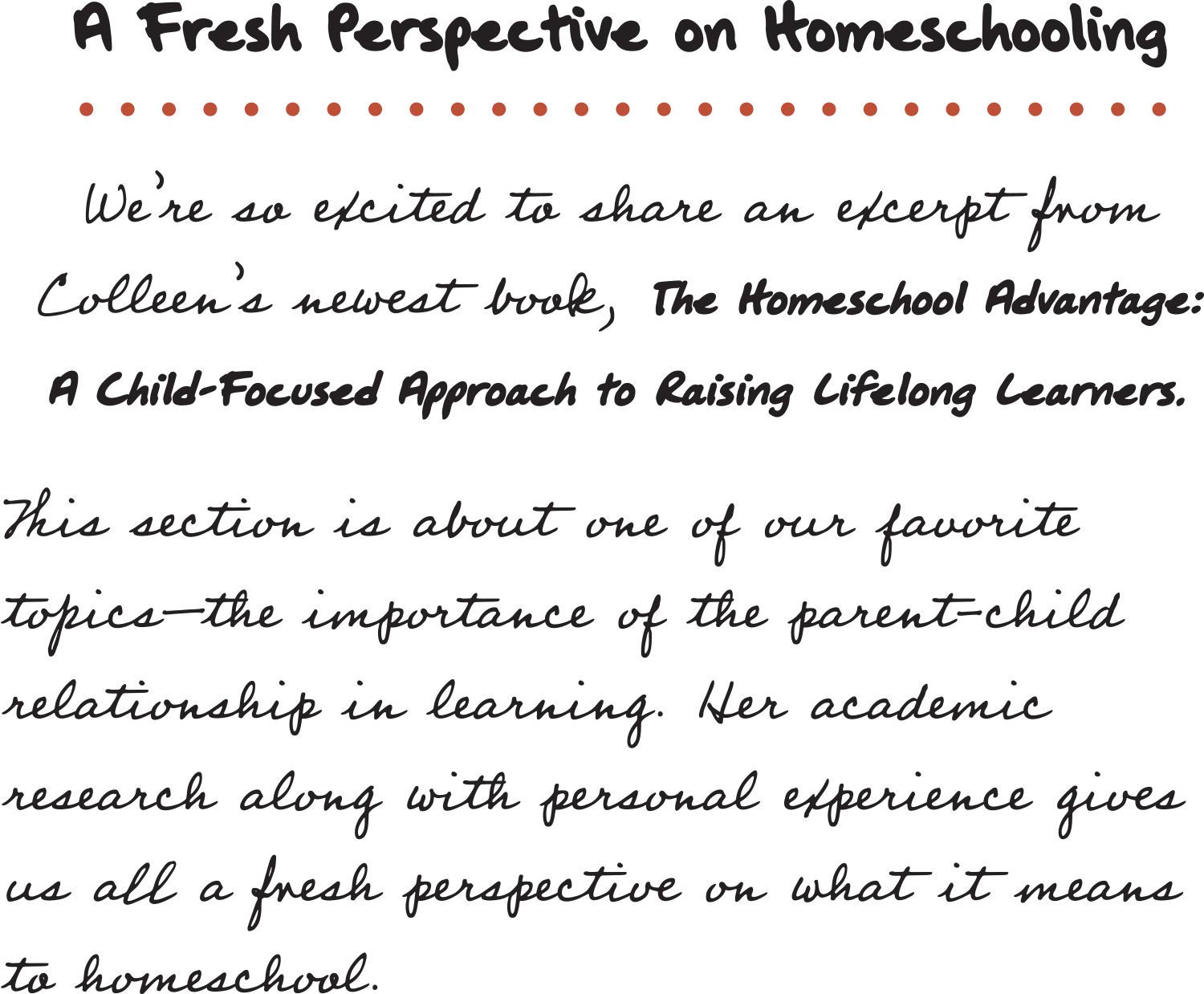 A Fresh Perspective on Homeschooling text