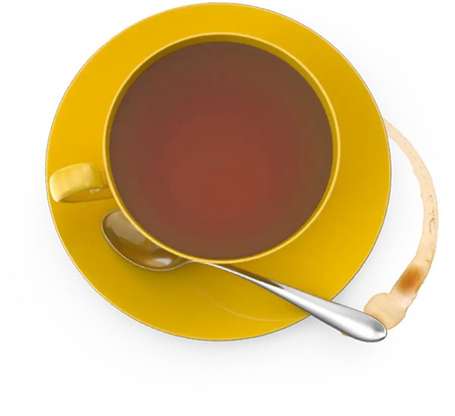 cup of tea with a spoon in a saucer