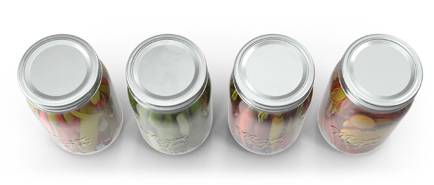 overhead view of four jars