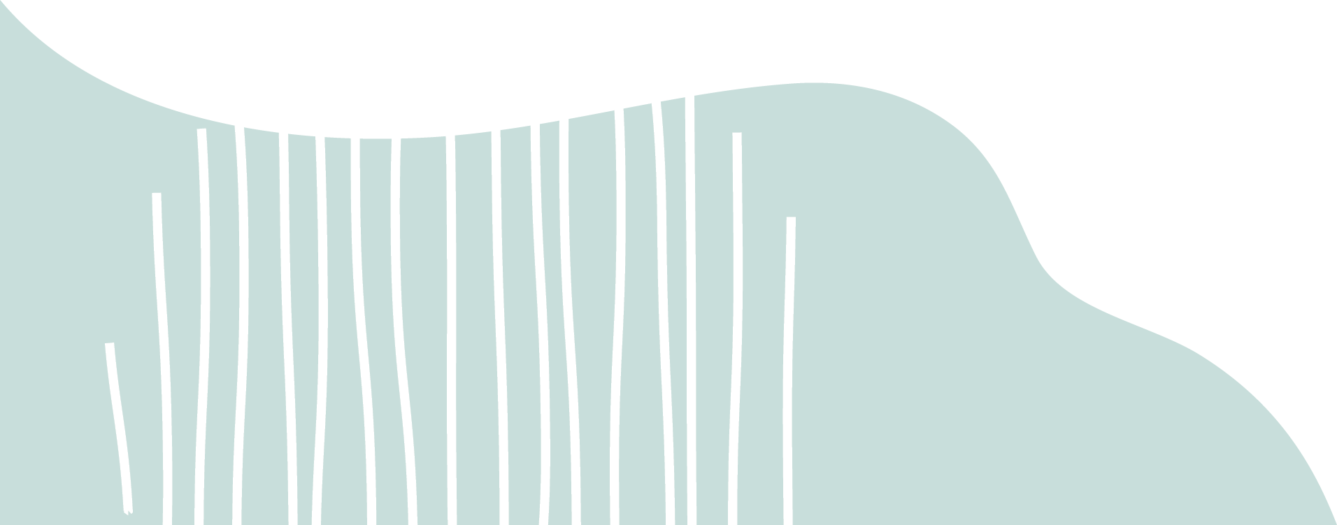 Minimalist abstract design featuring curved light blue shapes with vertical white lines.