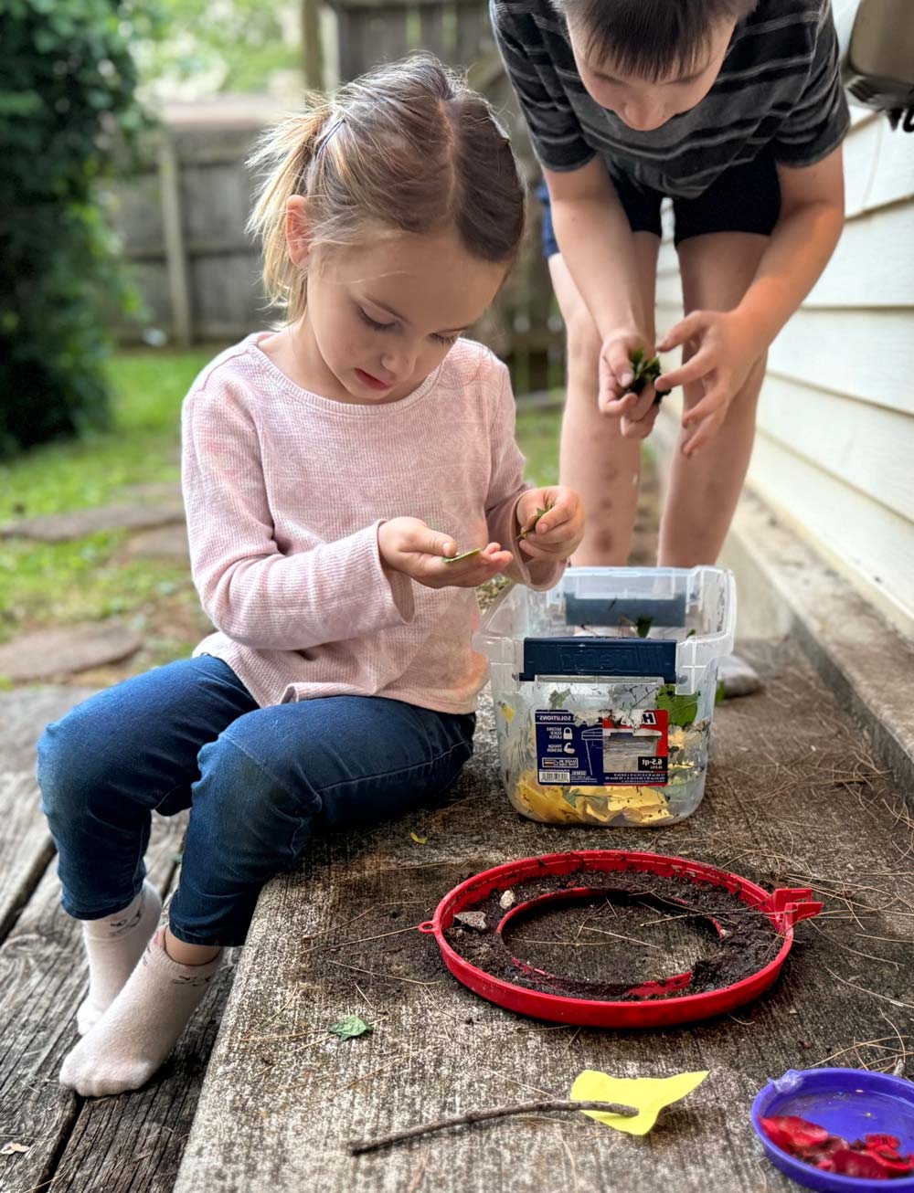Ashley Wiggers' children doing an outdoor activity