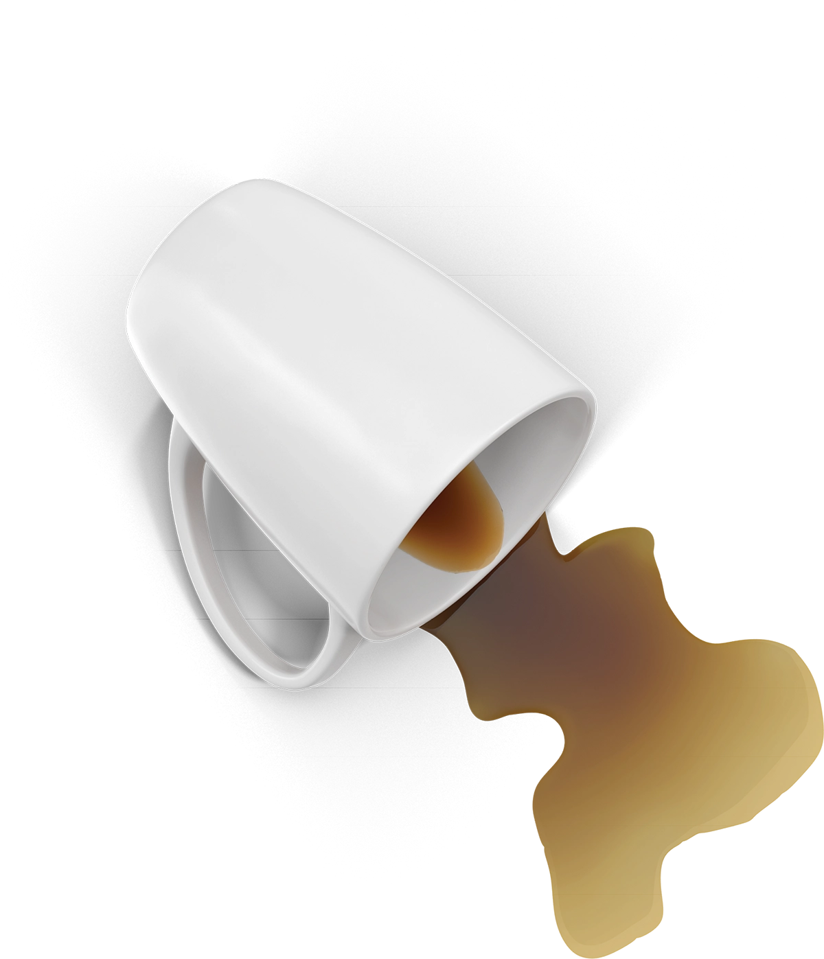 digital rendering of a spilled coffee mug